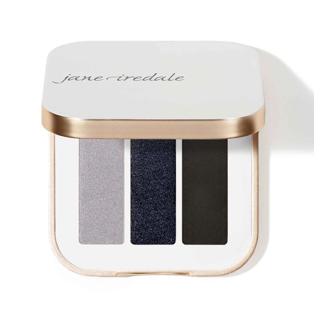 Jane Iredale PurePressed Eye Shadow Triple – Blue Hour – Grey Deep Blue Charcoal